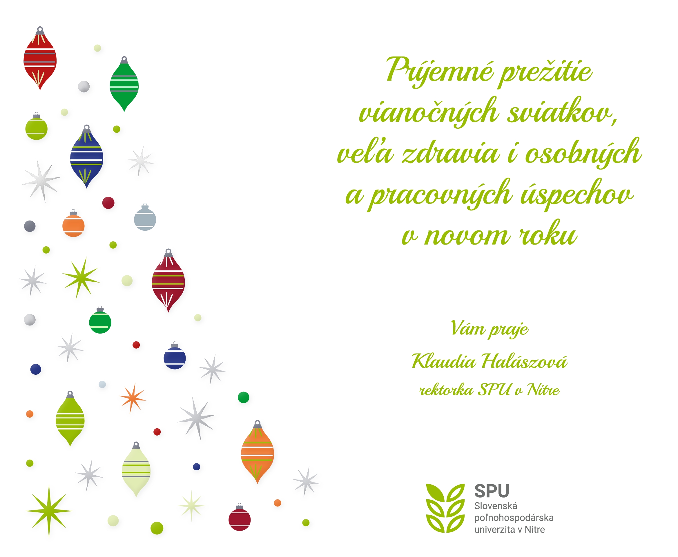 Vianočné prianie rektorky SPU